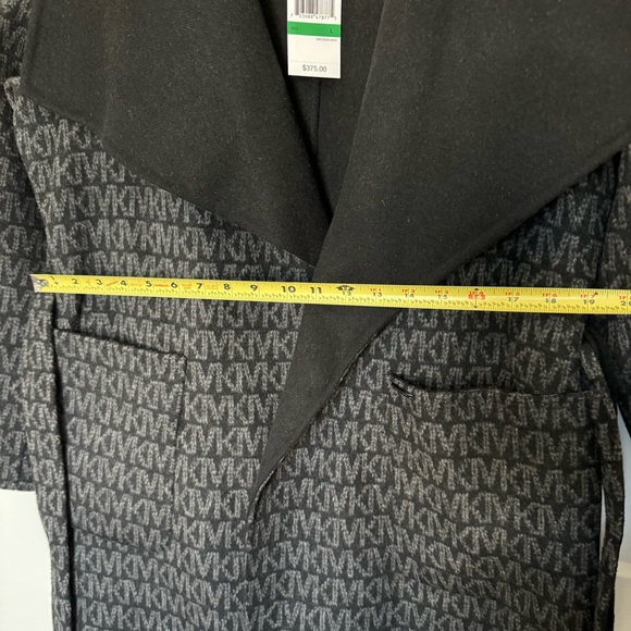 Michael Kors - Women’s Wool Blend Logo Jacquard Black/Gray Wrap Coat size Large - Picture 16 of 16